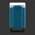 Two Blue And White Portable Toilets With TOB TOB Sign And Free Label