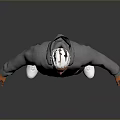 3D Male Character Model Standing In Gray Hoodie Sweatpants With White Hair
