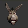 Cartoon Donkey Head With Big Ears Red Eyes And Smiling Mouth 3D Rendering