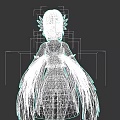 3D Anime Woman With Pink Hair Feather Headpiece And Checkered Dress