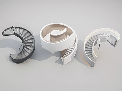 Modern Interior Spiral Staircase Different Design Styles Black White Gray 3d model