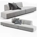 Gray Fabric Multi-Seater Sofa with Modern Design and Comfortable Pillows 3d model