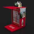 Red Beverage Vending Machine With Canopy Transparent Door And Advertisement 3d model