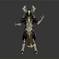 Detailed Fantasy Character With Antlers Elaborate Skeletal Costume And Red Accents