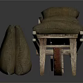 Traditional Wooden Hand Cart With Brown Burlap Sacks For Household Use