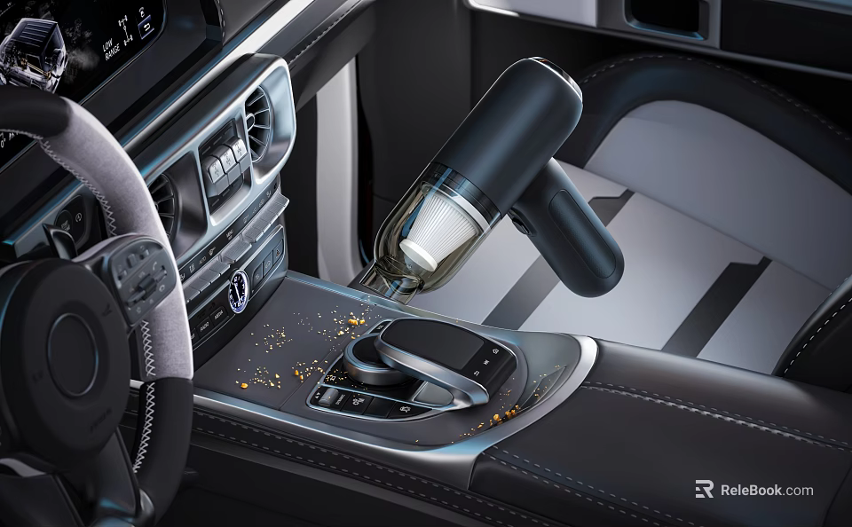 Modern Car Interior Center Console With Gear Shift Cup Holder And Controls 3d model 