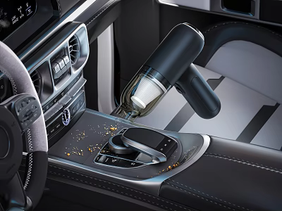 Modern Car Interior Center Console With Gear Shift Cup Holder And Controls 3d model