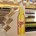 Bright Supermarket Department Store Interior With Sol Logo Checkout Counter And Product Shelves