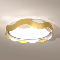 Modern Circular Ceiling Light With Golden Wavy Design And White Illumination 3d model