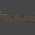 Rusty Metal Yacht with Round Openings and Industrial Metal Frames on Gray Background