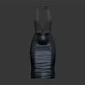 Black Fitted Dress With Transparent Mesh Strap Design And Sleek Material 3D Rendered