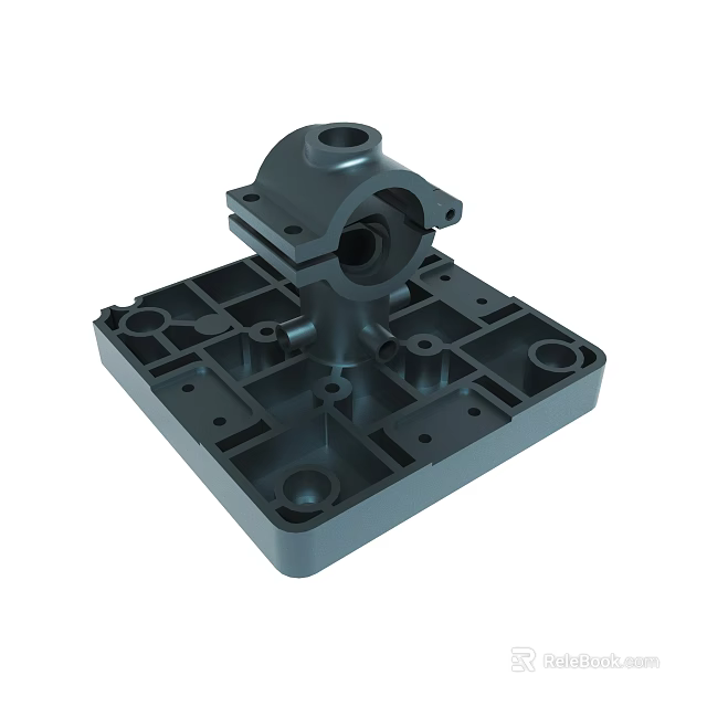 Gray Metal Mechanical Base Component With Multiple Holes And Structural Design 3d model 