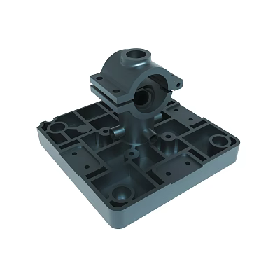 Gray Metal Mechanical Base Component With Multiple Holes And Structural Design 3d model