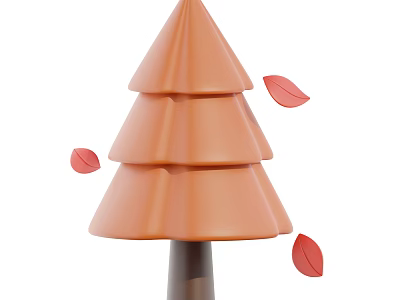 3D Model Orange Brown Layered Arbor With Falling Red Leaves Design 3d model