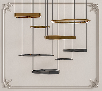 Light Luxury Chandelier Combination 3d model