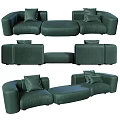 Modern Green Sectional Sofa With Plush Pillows And Modular Design 3d model