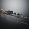 Vintage Military Weapon Featuring Wooden Grip Metal Barrel And Bayonet Structure