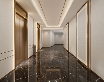 Modern Elevator Hall Hotel Corridor 3d model