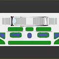 Arch Shaped White Architectural Model With Green Landscaped Areas And Blue Water Features