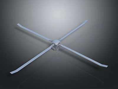 Modern Ceiling Fan With Four White Blades And Silver Motor Design 3d model