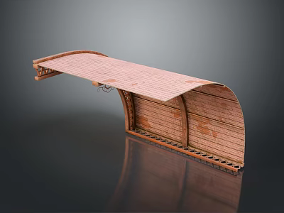 Wooden Curved Structure Model With Natural Wood Grain Texture And Support Base 3d model