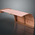 Wooden Curved Structure Model With Natural Wood Grain Texture And Support Base