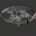 Futuristic Silver Metallic Circular Mechanical Structure With Complex Components And Ring Frame 3d model
