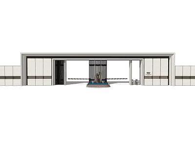 Modern Entrance Gate Design With Driveway Access Control And Metal Structure 3d model