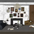 Cozy Modern Living Room With Sofa Fireplace Framed Wall Art Chandelier And Armchair