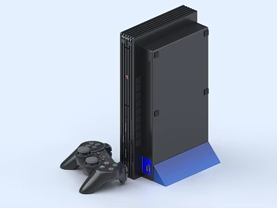 Sleek Black Game Console Entertainment Device With Modern Design And Wireless Controller 3d model