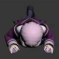 3D Animated Game Character With Pink Hair Purple And White Jacket Blue Pants Standing Pose