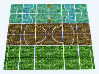 Green Grass Lawn Varieties for Football Basketball and Running Tracks 3d model