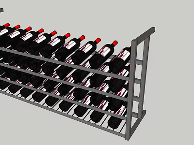 Modern Metal Wine Rack With Multiple Layers And Neatly Arranged Wine Bottles 3d model