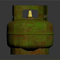 Metal LPG Gas Cylinder With Yellow Valve And Greenish Brown Exterior