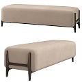 Modern Beige Upholstered Sofa Bench With Stylish Black Wooden Legs Design