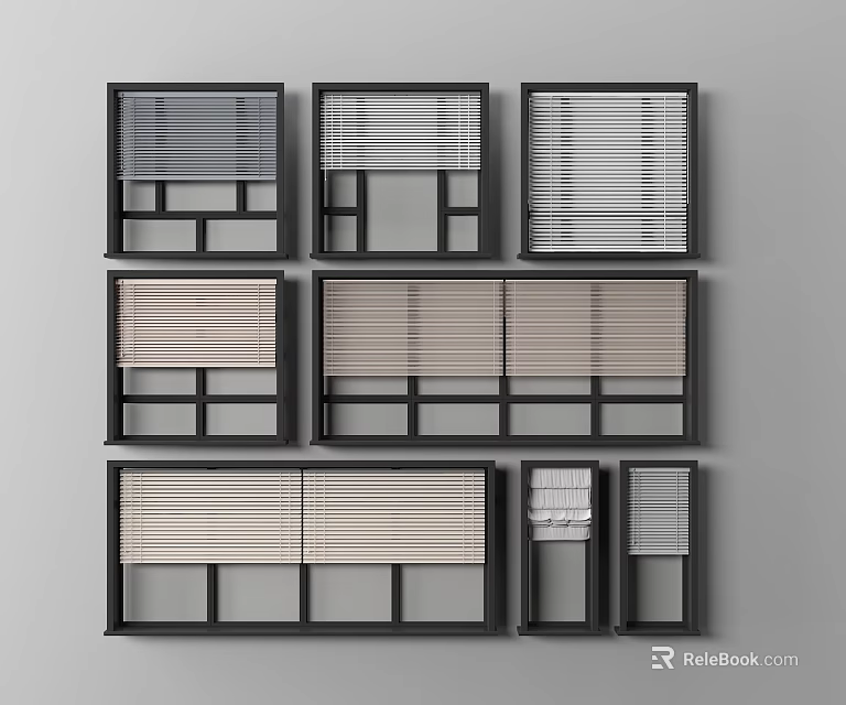Various Styles Of Window Blinds For Modern Home Interior Design And Decor 3d model 