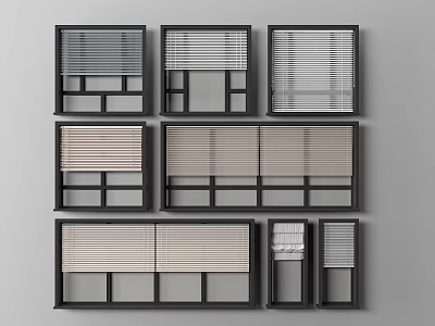 Various Styles Of Window Blinds For Modern Home Interior Design And Decor 3d model
