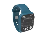Smartwatch With Blue Strap Showing Car Graphic Time 1106 SOC 100 And RANGE