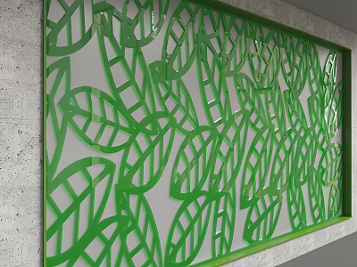 Green Laser Cut Leaf Pattern Background Wall for Modern Interior Design 3d model