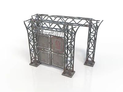 Industrial Metal Frame Structure With Square Panels And Support Beams 3d model