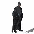 Batman Game Movie Character In Armored Suit With Cape And High Tech Gadgets