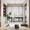 Modern Walk in Closet Interior With White Cabinets Dressing Table Mirror Potted Plant And Shoes