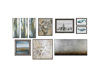 Various Style Oil Paintings For Home Wall Art Decor Including Abstract Landscape And Floral Designs 3d model