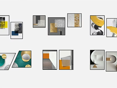 Modern Abstract Decorative Art Prints With Geometric Patterns And Colorful Frames 3d model