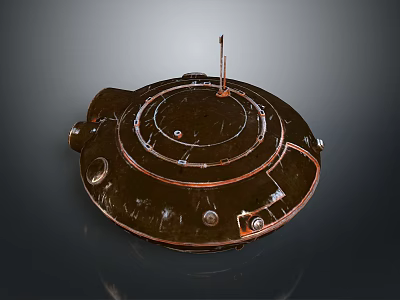Sleek Reflective Metallic Circular Structure With Layered Design And Central Rod 3d model