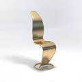 Modern Golden Metallic Leisure Chair With Curved Design And Circular Base