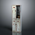 Vintage Metal Locker Cabinet With Rusted White Finish Double Door Industrial Style Furniture
