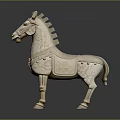Artistic Horse Sculpture Carved With Detailed Decorative Patterns And Classical Design