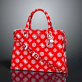 Red Handbag With White Traditional Patterns And Decorative Buckles Design 3d model