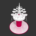Window Display Decoration With Pink White Dressing Table Mirrors Stools And Cosmetic Items 3d model